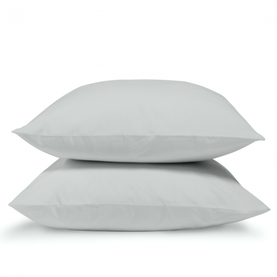 Lot de 2 Taies d'oreiller percale de coton - Gris clair