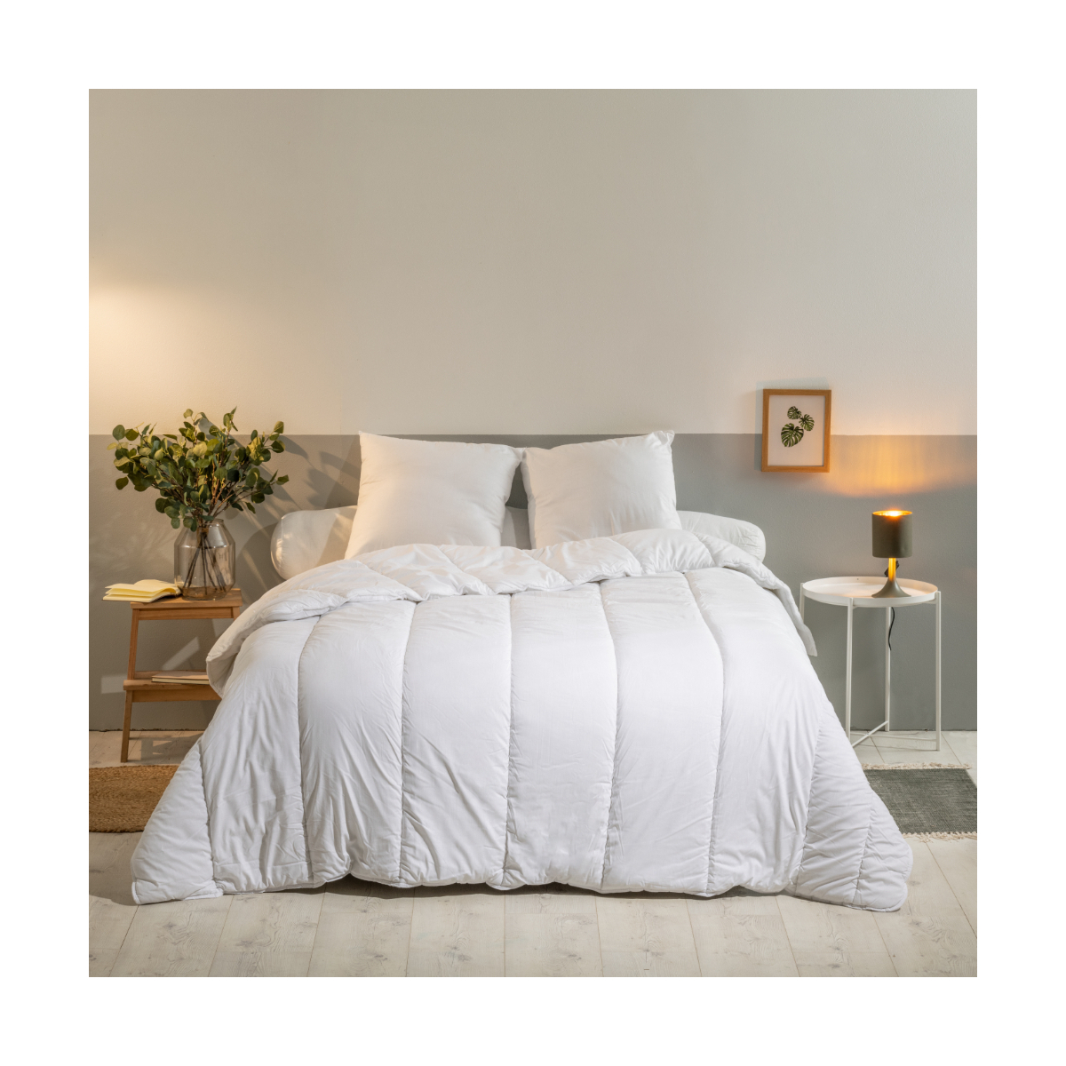 Pack couette hiver + 2 oreillers anti acariens - lit 2 places