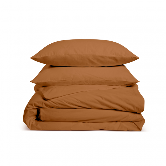 Parure de lit percale 1 personne - terracotta