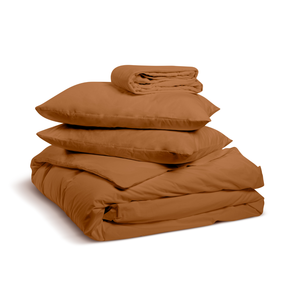 Parure de lit percale 2 personnes - terracotta