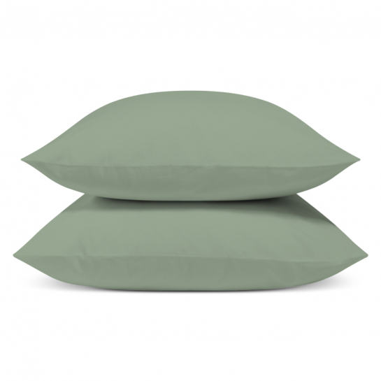 Lot de 2 Taies d'oreiller percale de coton - Couleur Sauge