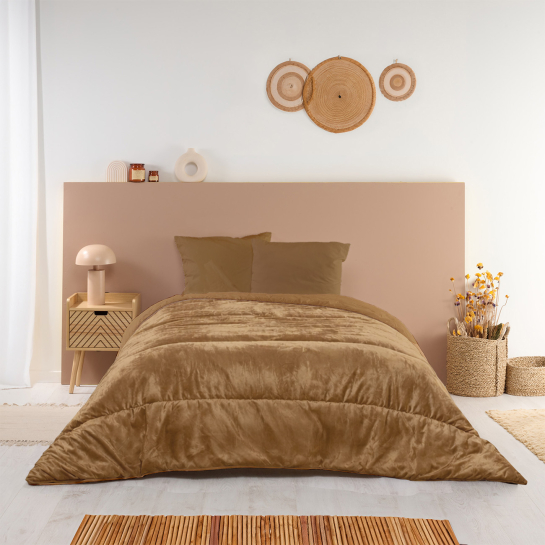 Couette Imprimée Velours Moka